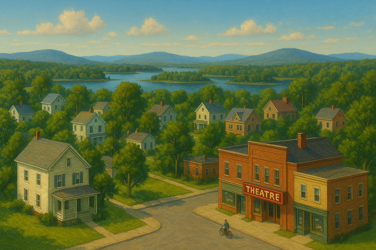 Downtown with theatre and homes